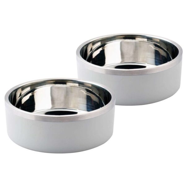 2er Sparpack Hundenapf doppelwandig Futternapf Wassernapf weiss 2 x 850 ml (13,99 € pro 1 Stück)