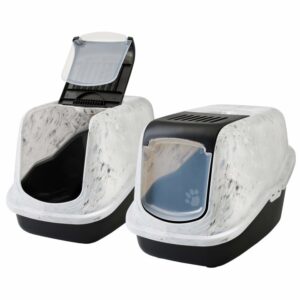 2er Sparpack Katzentoilette Katzenklo Haubentoilette in Marmor-Optik 56 x 39 x 38,5 cm (24,99 € pro Stk)