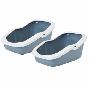 2er Sparpack Katzentoilette Katzenklo mit Rand ASEO blau-weiss (17,50 € pro 1 Stück)