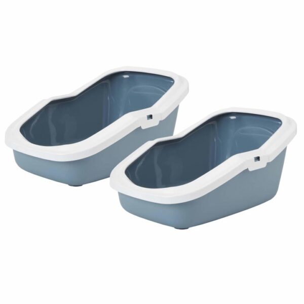 2er Sparpack Katzentoilette Katzenklo mit Rand ASEO blau-weiss (17,50 € pro 1 Stück)