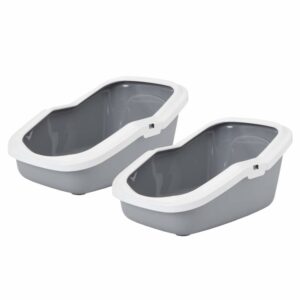 2er Sparpack Katzentoilette Katzenklo mit Rand ASEO grau-weiss (17,50 € pro 1 Stück)