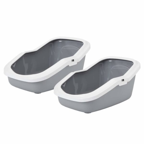 2er Sparpack Katzentoilette Katzenklo mit Rand ASEO grau-weiss (17,50 € pro 1 Stück)
