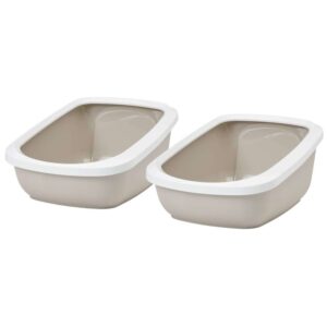 2er Sparpack Katzentoilette Katzenklo mit Rand ASEO JUMBO weiss-beige (24,99 € pro 1 Stück)