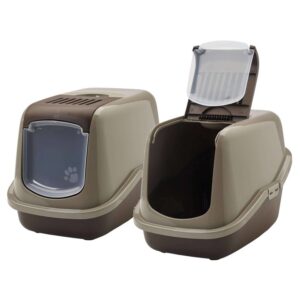 2er Sparpack Katzentoilette NESTOR Haubentoilette schoko-braun 56 x 39 x 38,5 cm (23,50 € pro 1 Stück)