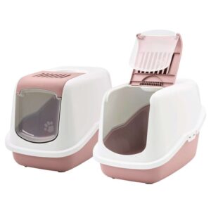 2er Sparpack Katzentoilette NESTOR Katzenklo weiss-rosa 56 x 39 x 38,5 cm (23,50 € pro 1 Stück)