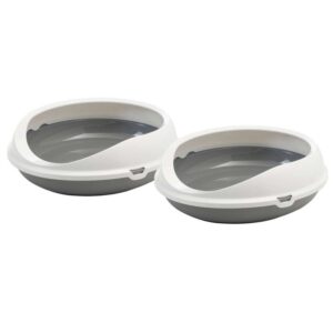 2er Sparpack ovale Katzentoilette Katzenklo Schalentoilette mit Rand weiss-grau (16,00 € pro 1 Stück)