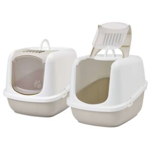 2er Sparpack XXL Katzentoilette NESTOR JUMBO weiss-beige 66,5 x 48,5 x 46,5 cm (38,49 € pro 1 Stück)