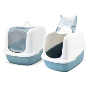 2er Sparpack XXL Katzentoilette NESTOR JUMBO weiss-blau 66,5 x 48,5 x 46,5 cm (38,49 € pro Stk)