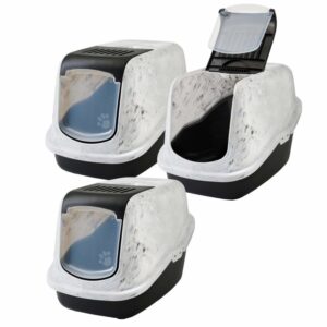 3er Sparpack Katzenklo Katzentoilette Haubentoilette in Marmor-Optik 56 x 39 x 38,5 cm (23,33 € pro 1 Stück)