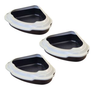 3er Sparpack Katzentoilette Ecktoilette XXL Schalentoilette MEMPHIS schwarz-weiß (28,33 € pro 1 Stück)