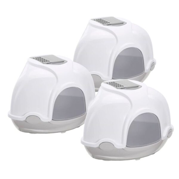 3er Sparpack Katzentoilette Katzenklo Ecktoilette mit Haube