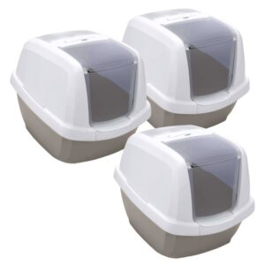 3er Sparpack Katzentoilette Katzenklo Haubentoilette weiss-grau 65 x 47,5 x 47 cm (28,33 € pro 1 Stück)