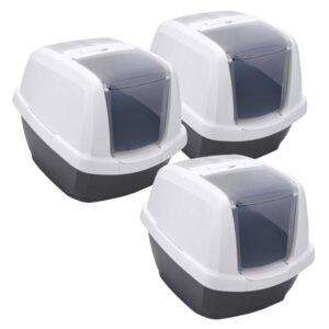 3er Sparpack Katzentoilette Katzenklo Haubentoilette weiss-schwarz 65 x 47,5 x 47 cm (28,33 € pro 1 Stück)
