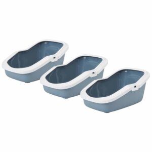 3er Sparpack Katzentoilette Katzenklo mit Rand ASEO blau-weiss (14,33 € pro 1 Stück)