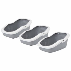 3er Sparpack Katzentoilette Katzenklo mit Rand ASEO grau-weiss (14,33 € pro 1 Stück)