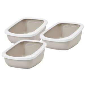 3er Sparpack Katzentoilette Katzenklo mit Rand ASEO JUMBO weiss-beige (25,00 € pro 1 Stück)