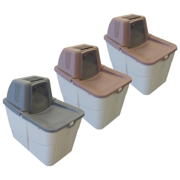 3er Sparpack Katzentoilette Katzenklo Sofia Close mit Einstieg von oben 1 x Grau 2 x Beere (30,00 € pro 1 Stück)