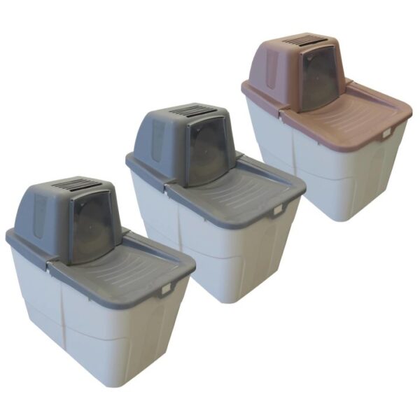 3er Sparpack Katzentoilette Katzenklo Sofia Close mit Einstieg von oben 2 x Grau 1 x Beere (30,00 € pro 1 Stück)