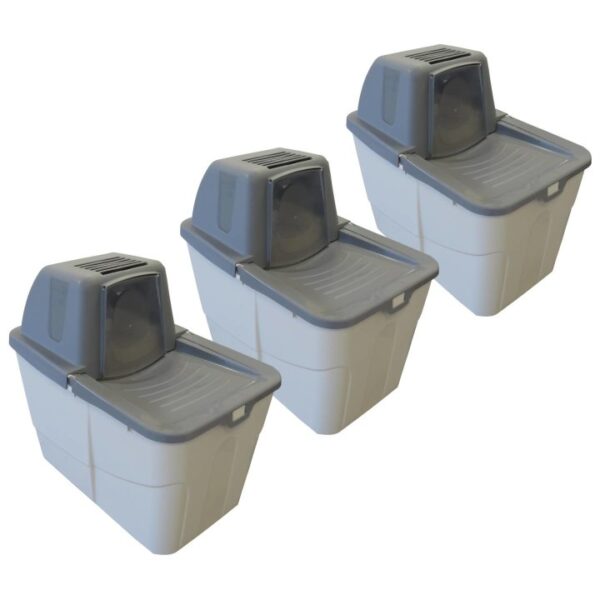 3er Sparpack Katzentoilette Katzenklo Sofia Close mit Einstieg von oben 3 x Grau (30,00 € pro 1 Stück)