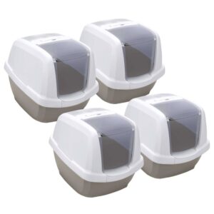 4er Sparpack Katzentoilette Katzenklo Haubentoilette weiss-grau (26,25 € pro 1 Stück)