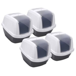 4er Sparpack Katzentoilette Katzenklo Haubentoilette weiss-schwarz (26,25 € pro 1 Stück)