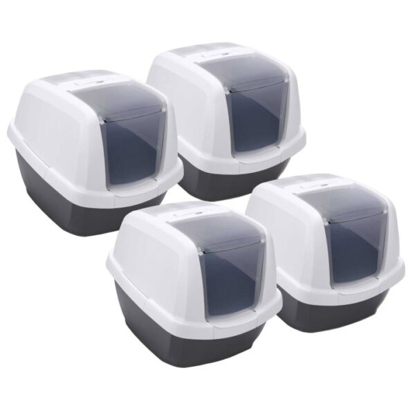 4er Sparpack Katzentoilette Katzenklo Haubentoilette weiss-schwarz (26,25 € pro 1 Stück)