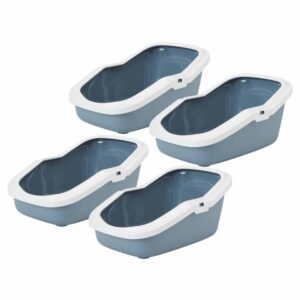 4er Sparpack Katzentoilette Katzenklo mit Rand ASEO blau-weiss (12,50 € pro 1 Stück)