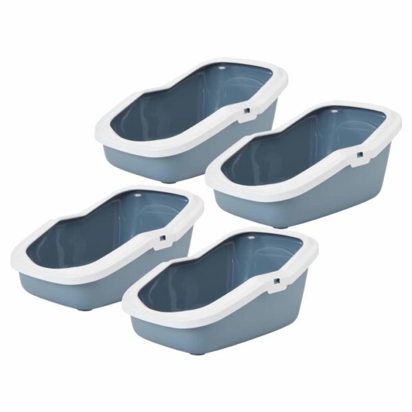 4er Sparpack Katzentoilette Katzenklo mit Rand ASEO blau-weiss (12,50 € pro 1 Stück)