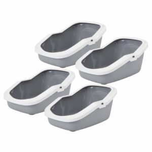 4er Sparpack Katzentoilette Katzenklo mit Rand ASEO grau-weiss (12,50 € pro 1 Stück)