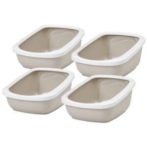 4er Sparpack Katzentoilette Katzenklo mit Rand ASEO JUMBO weiss-beige (22,50 € pro 1 Stück)