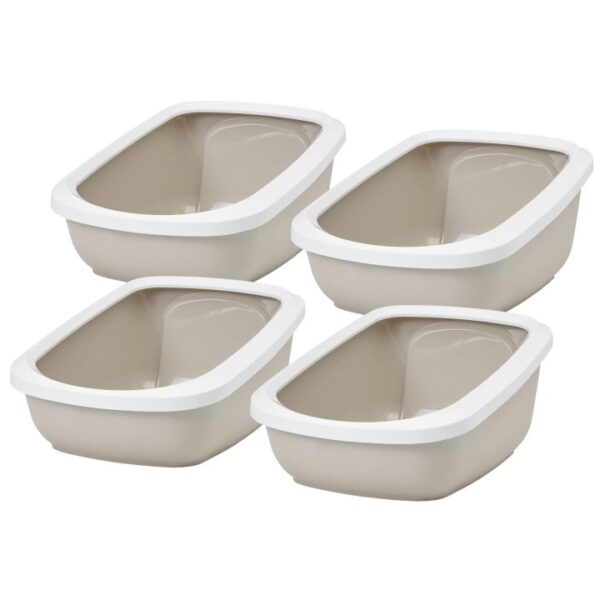 4er Sparpack Katzentoilette Katzenklo mit Rand ASEO JUMBO weiss-beige (22,50 € pro 1 Stück)
