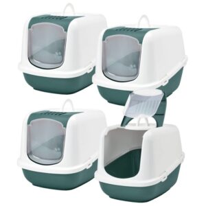 4er Sparpack XXL Katzentoilette NESTOR JUMBO weiss-dunkelgrün 66,5 x 48,5 x 46,5 cm (32,50 € pro 1 Stück)