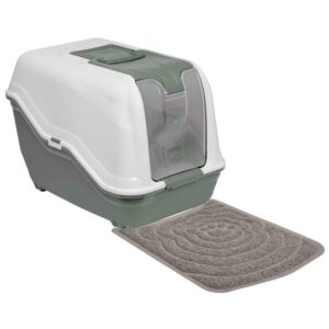 Sparpaket XXL Katzentoilette Haubentoilette NETTA MAXI weiss-grün mit großer Vorlegematte