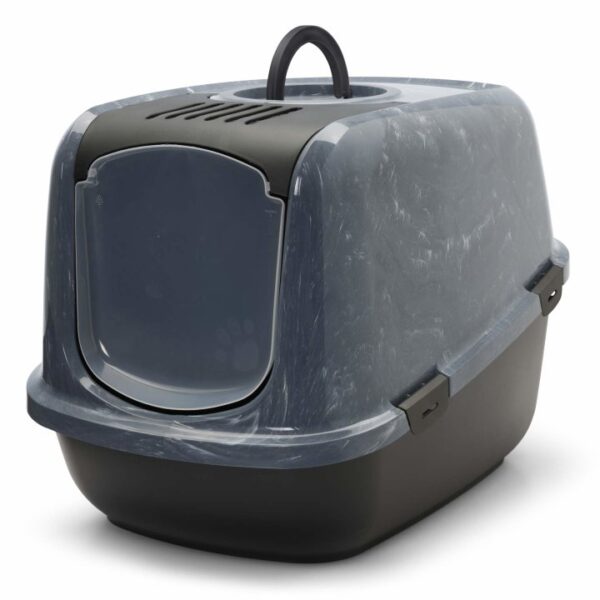 XXL Katzentoilette NESTOR JUMBO schwarz-marmor speziell für große Katzen 66,5x48,5x46,5 cm