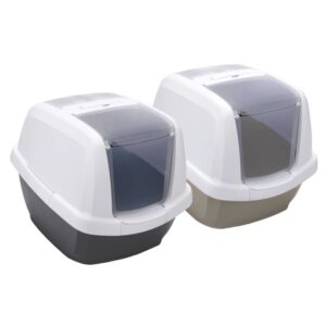 2er Sparpack Katzentoilette Katzenklo Haubentoilette weiss-grau + weiss-schwarz 65 x 47,5 x 47 cm (30,00 € pro 1 Stück)
