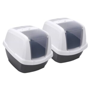 2er Sparpack Katzentoilette Katzenklo Haubentoilette weiss-schwarz 65 x 47,5 x 47 cm (30,00 € pro 1 Stück)