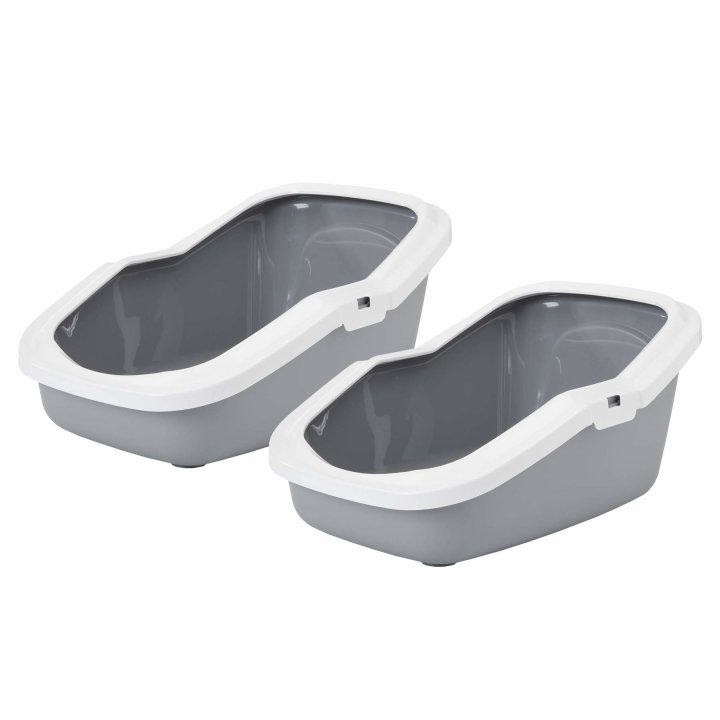 2er sparpack katzentoilette katzenklo mit rand aseo grau weiss