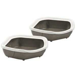 2er Sparpack Katzentoilette Schalentoilette Eck-Toilette weiss-braun 59,5 x 51,5 x 15,5 cm (11,49 € pro 1 Stück)
