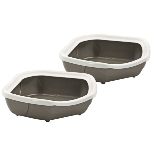 2er Sparpack Katzentoilette Schalentoilette Eck-Toilette weiss-braun 59,5 x 51,5 x 15,5 cm (11,49 € pro 1 Stück)