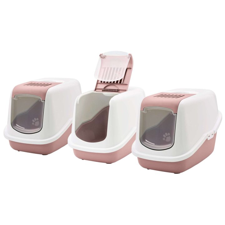 3er sparpack katzenklo katzentoilette nestor haubentoilette weiss rosa 56 x 39 x 385 cm