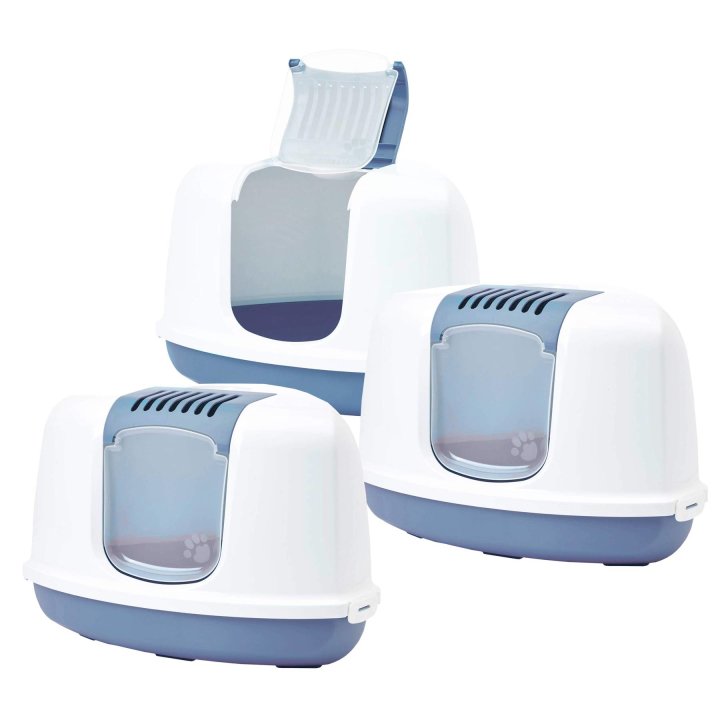 3er sparpack katzentoilette eck toilette nestor corner weiss blau 585 x 455 x 40 cm