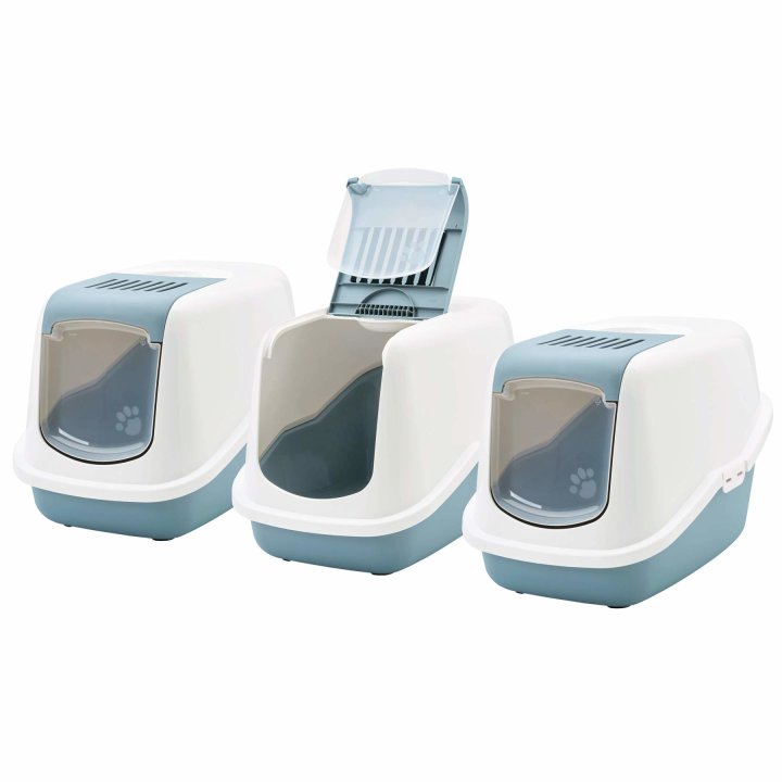 3er sparpack katzentoilette katzenklo nestor haubentoilette weiss hellblau 56 x 39 x 385 cm