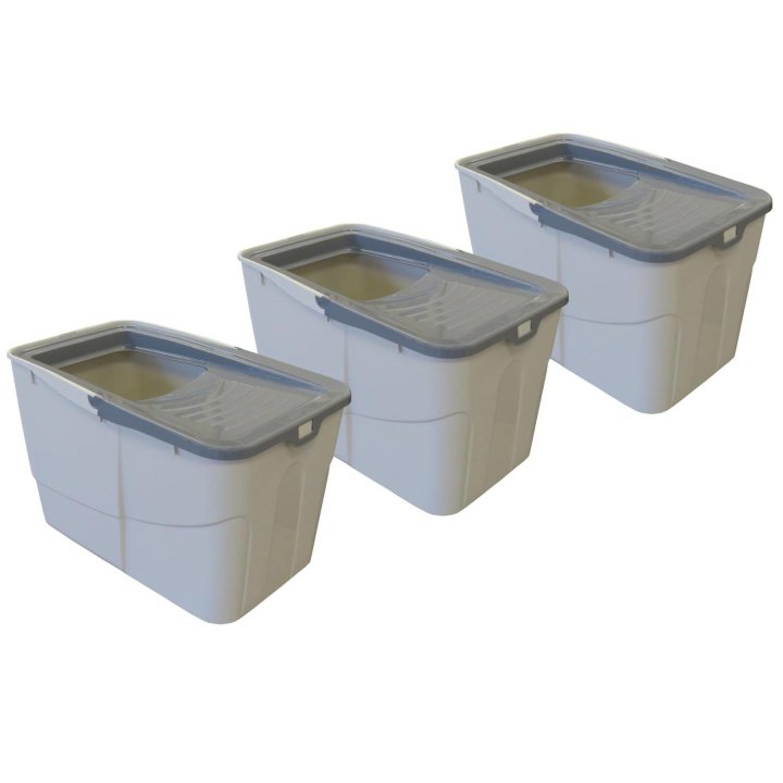 3er sparpack katzentoilette katzenklo sofia open mit einstieg von oben grau