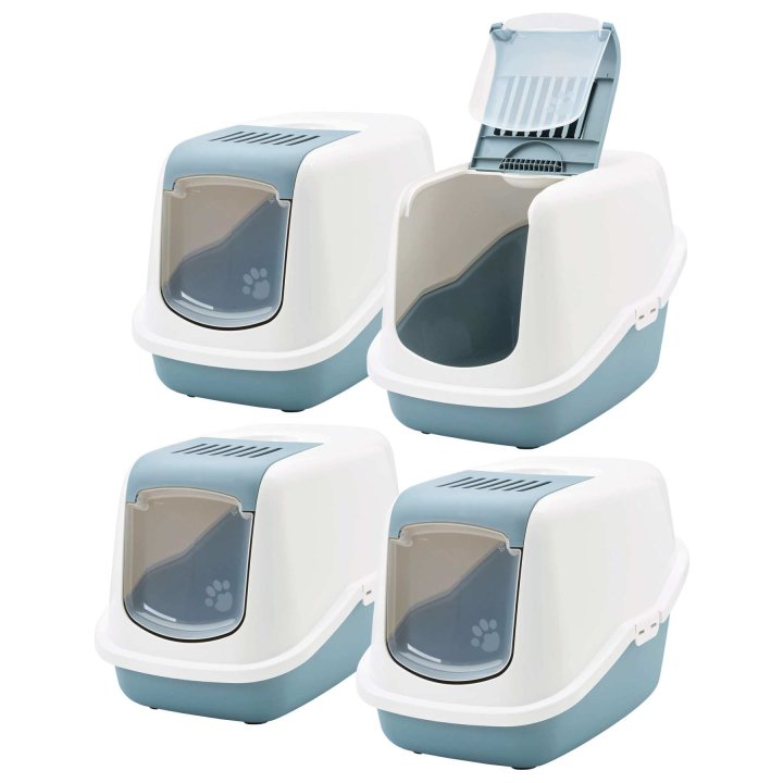 4er sparpack katzentoilette katzenklo nestor haubentoilette weiss hellblau 56 x 39 x 385 cm