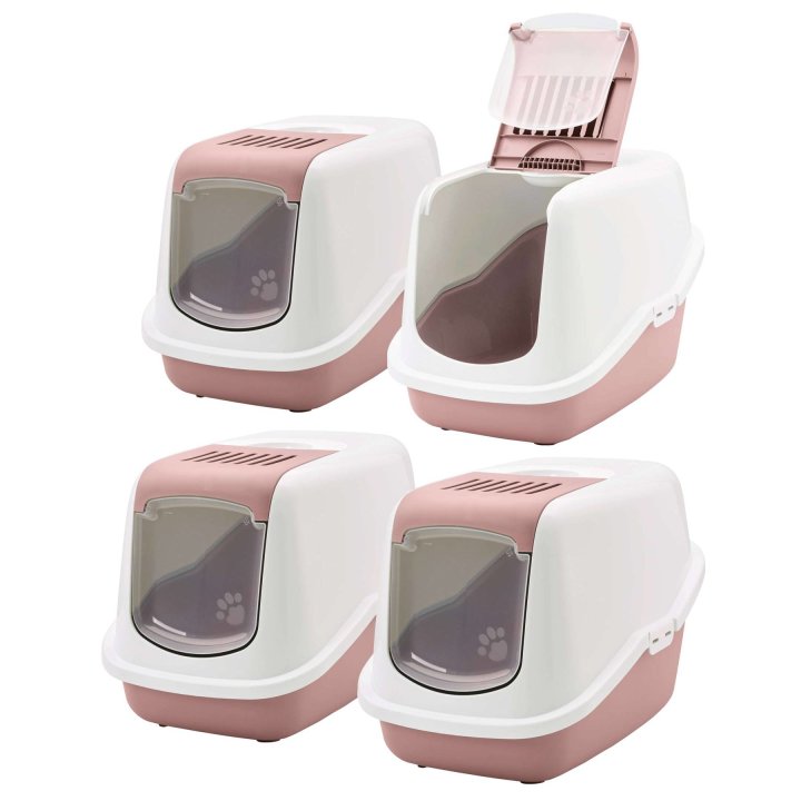 4er sparpack katzentoilette katzenklo nestor haubentoilette weiss rosa 56 x 39 x 385 cm