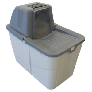 (B-WARE) Katzentoilette Katzenklo Sofia Close mit Einstieg von oben und Haube Grau-Beige