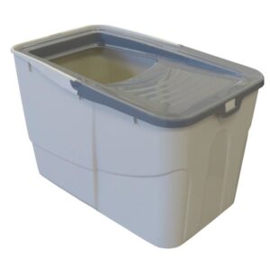 (B-WARE) Katzentoilette Katzenklo Sofia Open mit Einstieg von oben Grau-Beige inkl. Streuschaufel