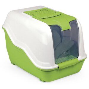 (B-WARE) XXL Katzentoilette NETTA MAXI weiss-grün speziell für große Katzenrassen