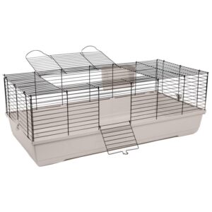 Kaninchen- und Meerschweinchenkäfig Nagerkäfig COSMO 118 x 60 x 42 cm Schwarz-Hellgrau