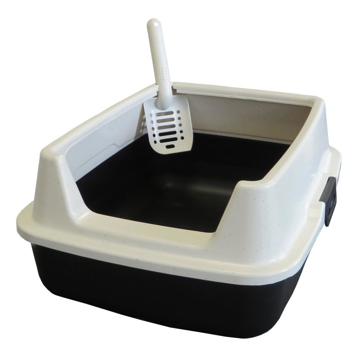 katzentoilette katzenklo marcello mit hohem rand weiss anthrazit